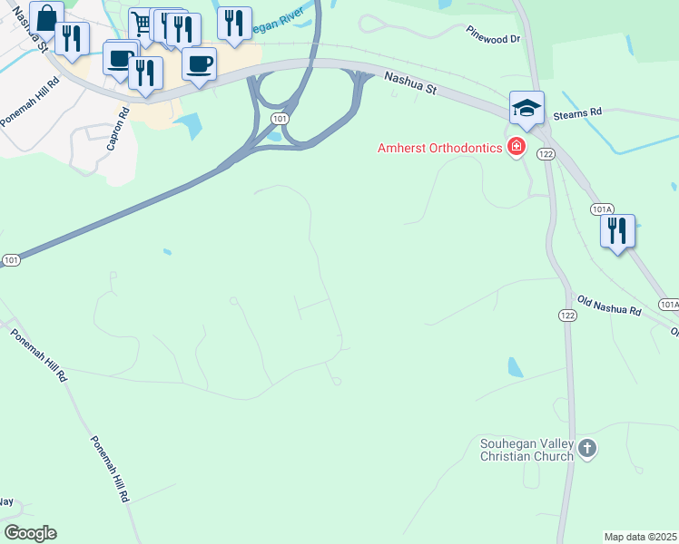 map of restaurants, bars, coffee shops, grocery stores, and more near 185 Stable Road in Milford