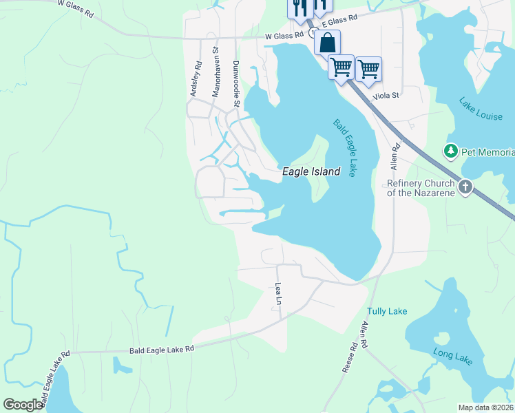 map of restaurants, bars, coffee shops, grocery stores, and more near 2331 Masters Court in Ortonville