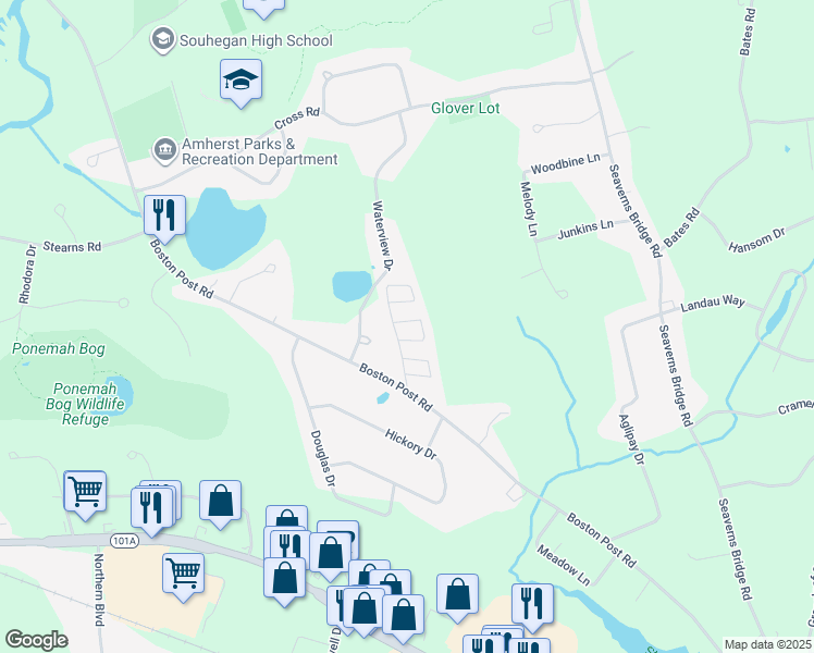 map of restaurants, bars, coffee shops, grocery stores, and more near 464 Boston Post Road in Amherst