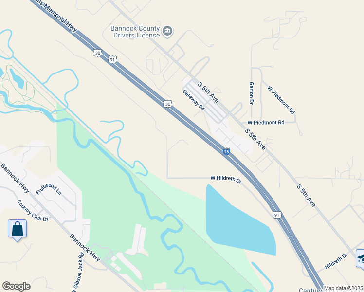map of restaurants, bars, coffee shops, grocery stores, and more near 8498 West Hildreth Drive in Pocatello