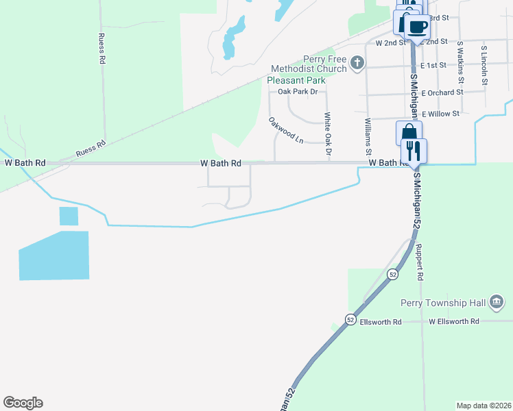 map of restaurants, bars, coffee shops, grocery stores, and more near in Perry