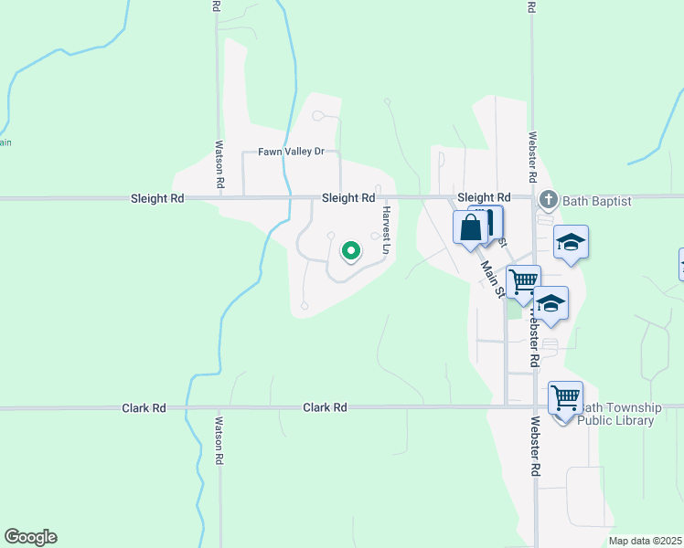 map of restaurants, bars, coffee shops, grocery stores, and more near 13723 Harvest Lane in Bath