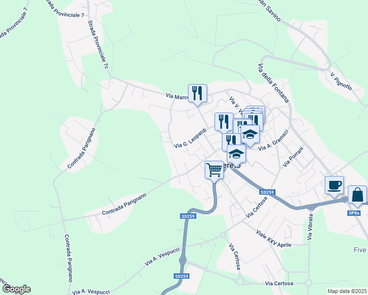 map of restaurants, bars, coffee shops, grocery stores, and more near 3 Via Gioacchino Belli in Nereto