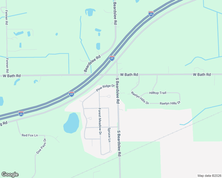 map of restaurants, bars, coffee shops, grocery stores, and more near 12100 Beardslee Road in Perry