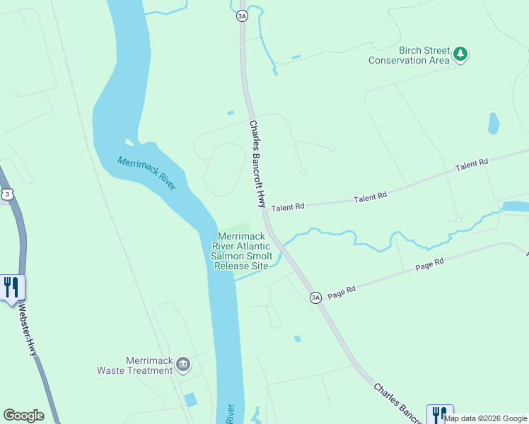 map of restaurants, bars, coffee shops, grocery stores, and more near 119 Charles Bancroft Hwy in Litchfield