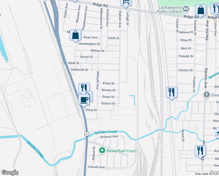 map of restaurants, bars, coffee shops, grocery stores, and more near 146 Swan Street in Buffalo