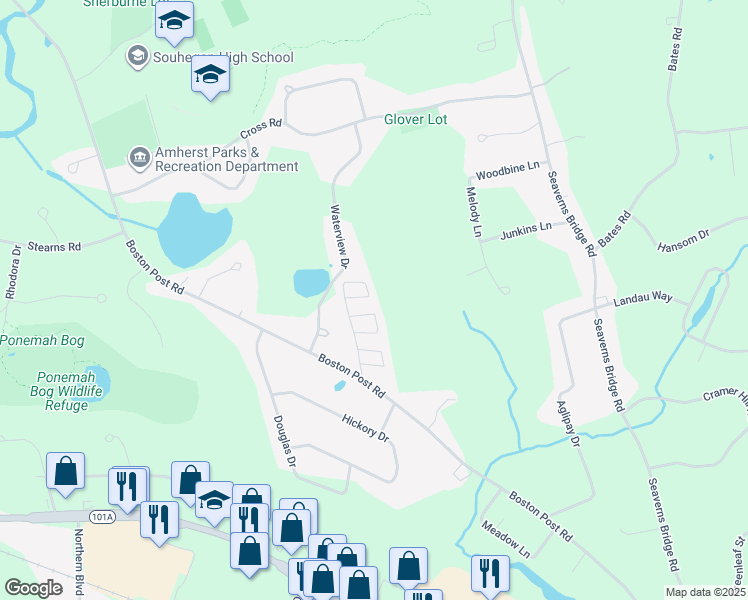 map of restaurants, bars, coffee shops, grocery stores, and more near 464 Boston Post Road in Amherst