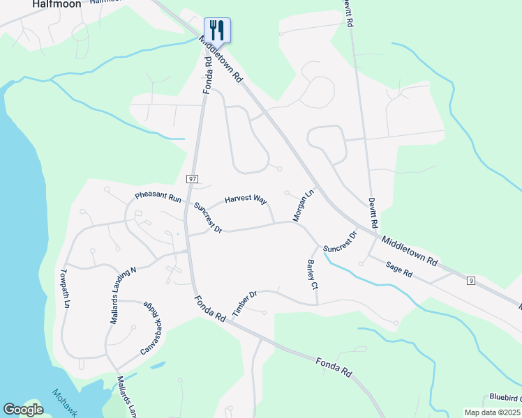 map of restaurants, bars, coffee shops, grocery stores, and more near 11 Harvest Way in Waterford