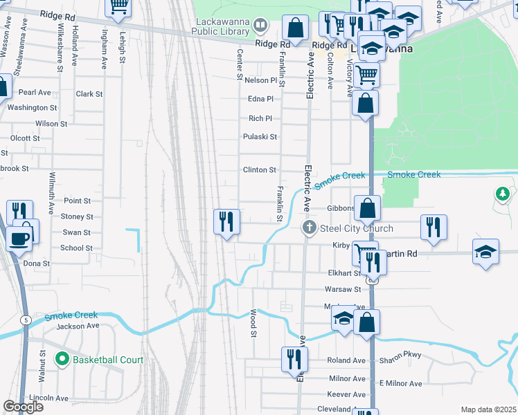 map of restaurants, bars, coffee shops, grocery stores, and more near 34 Prospect Place in Buffalo