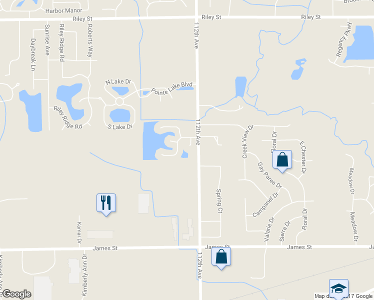 map of restaurants, bars, coffee shops, grocery stores, and more near 11304 Kingfisher Court in Holland