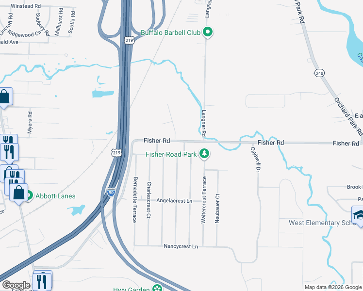 map of restaurants, bars, coffee shops, grocery stores, and more near 51 Mosside Loop in Buffalo