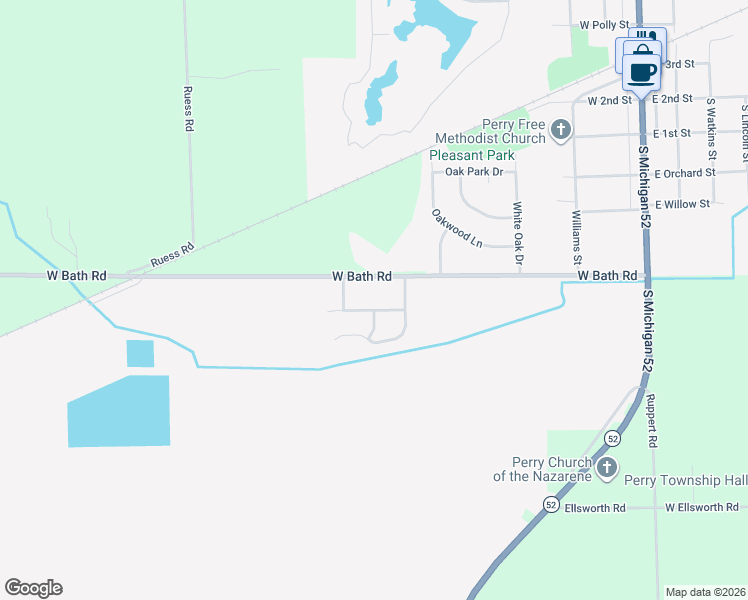 map of restaurants, bars, coffee shops, grocery stores, and more near 3584 West Bath Road in Perry
