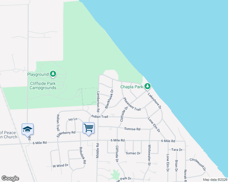 map of restaurants, bars, coffee shops, grocery stores, and more near 7427 Blackhawk Drive in Racine