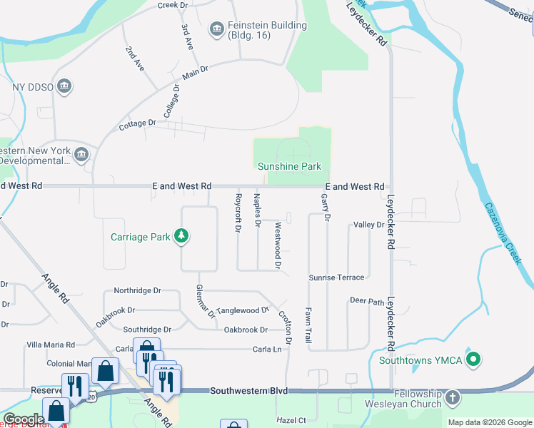 map of restaurants, bars, coffee shops, grocery stores, and more near 14 Vermont Place in Buffalo