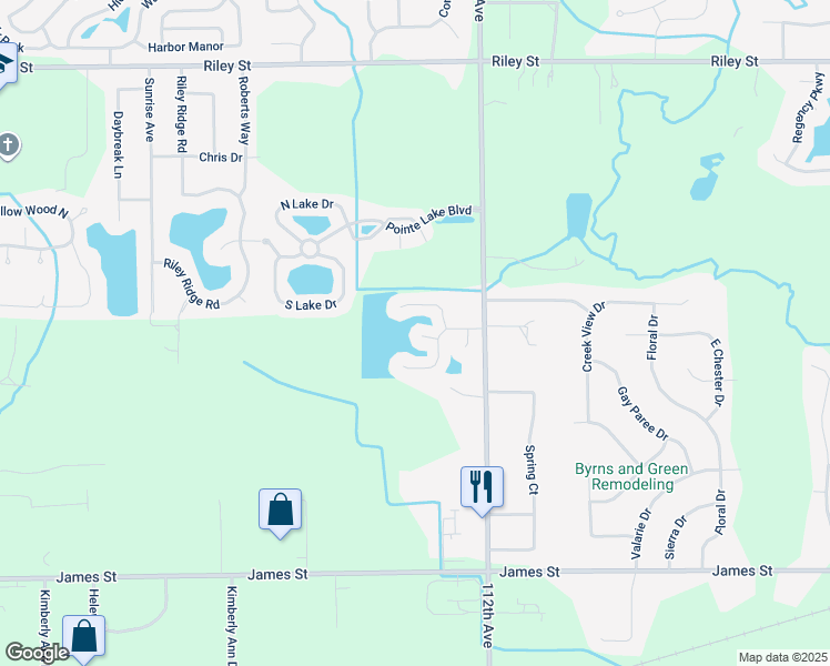 map of restaurants, bars, coffee shops, grocery stores, and more near 11304 Kingfisher Court in Holland