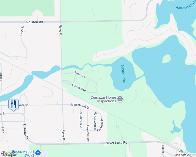 map of restaurants, bars, coffee shops, grocery stores, and more near 14260 Wright Drive in Linden