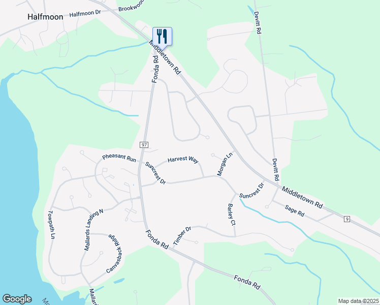 map of restaurants, bars, coffee shops, grocery stores, and more near 11 Harvest Way in Waterford