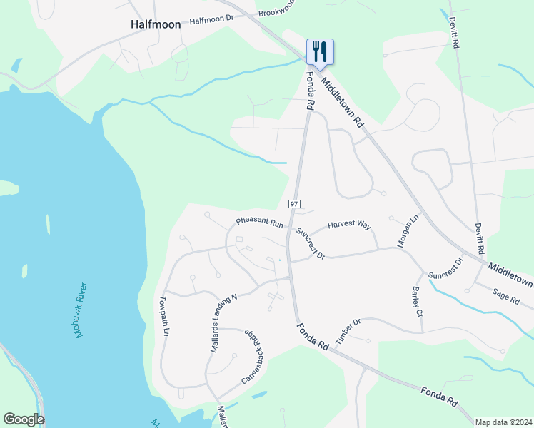 map of restaurants, bars, coffee shops, grocery stores, and more near 7 Pheasant Run in Waterford