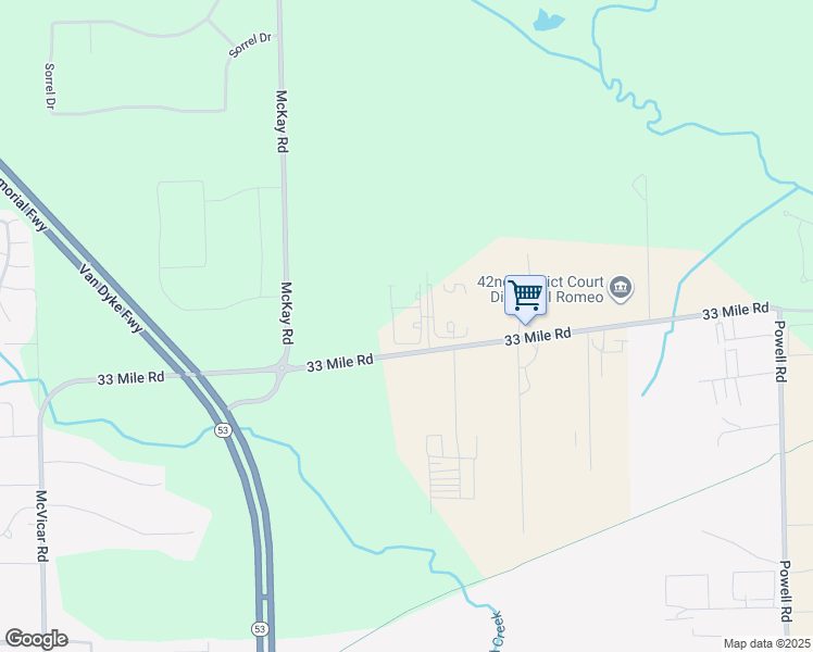 map of restaurants, bars, coffee shops, grocery stores, and more near 13965 33 Mile Road in Macomb County