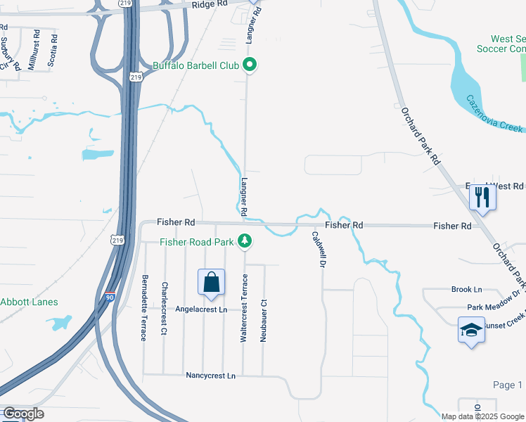 map of restaurants, bars, coffee shops, grocery stores, and more near 476 Fisher Road in Buffalo