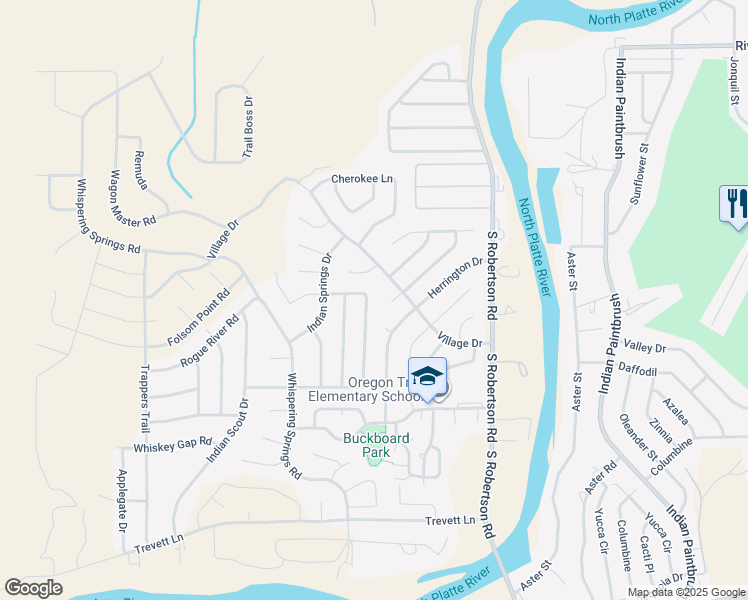 map of restaurants, bars, coffee shops, grocery stores, and more near 3004 Cold Springs Road in Casper
