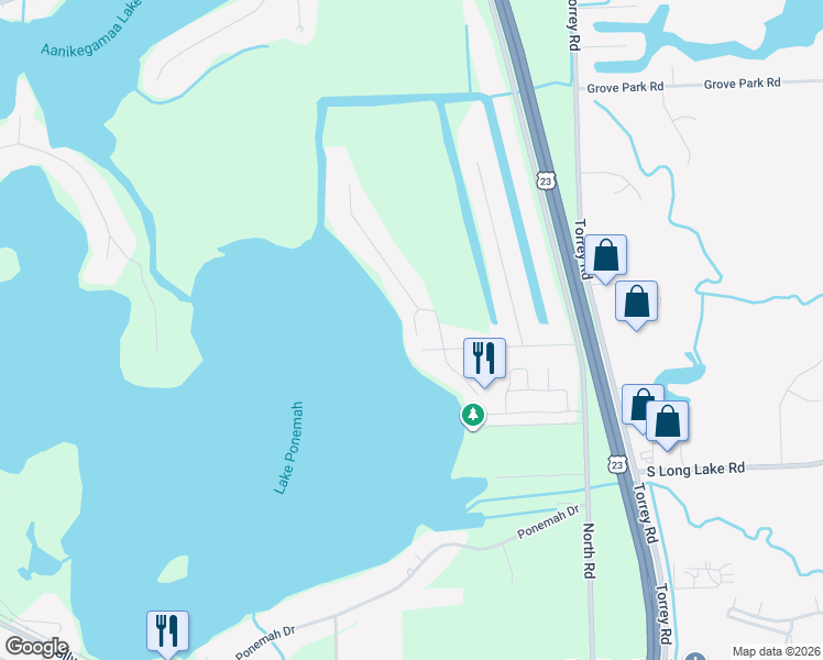 map of restaurants, bars, coffee shops, grocery stores, and more near 14260 Eastview Drive in Fenton