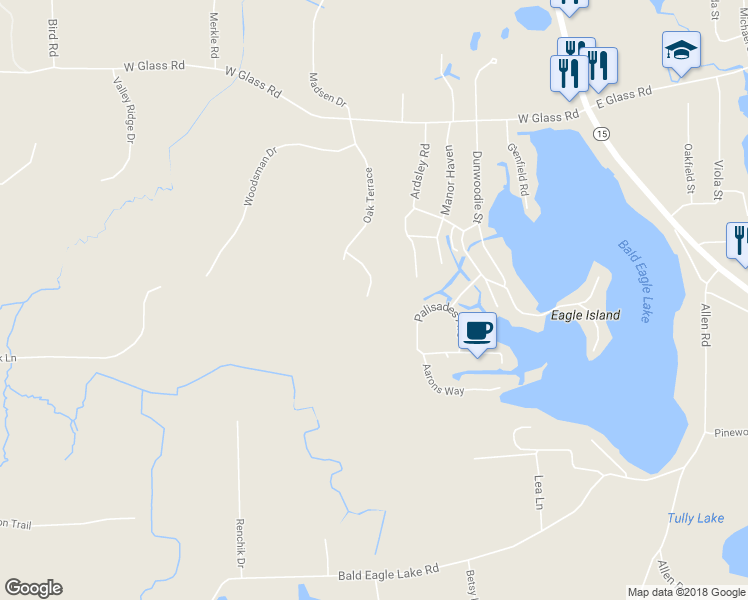 map of restaurants, bars, coffee shops, grocery stores, and more near 2071 Oak Terrace in Oakland County