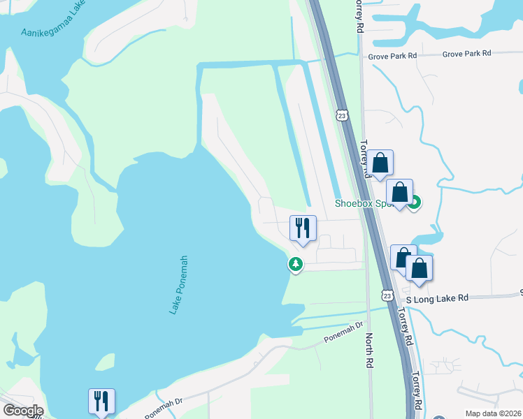 map of restaurants, bars, coffee shops, grocery stores, and more near 14260 Eastview Drive in Fenton