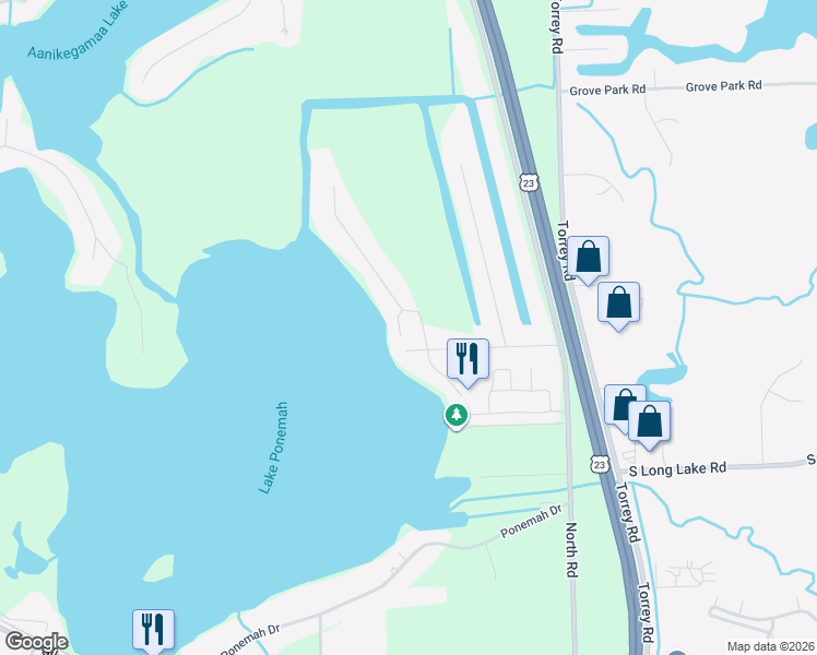 map of restaurants, bars, coffee shops, grocery stores, and more near 14260 Eastview Drive in Fenton