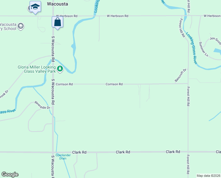 map of restaurants, bars, coffee shops, grocery stores, and more near 8563 Corrison Road in Grand Ledge
