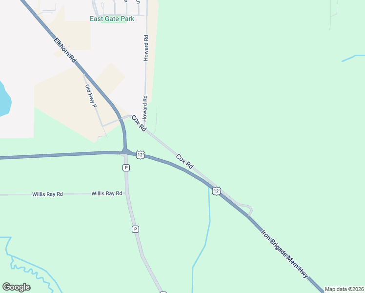 map of restaurants, bars, coffee shops, grocery stores, and more near W8103 Cox Road in Whitewater