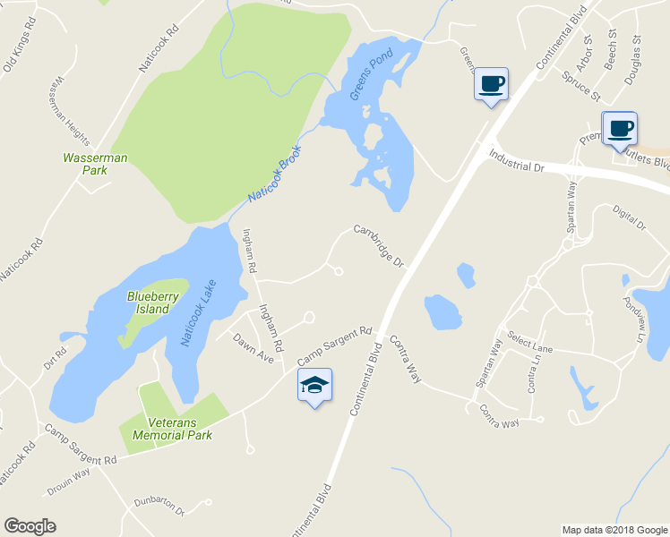 map of restaurants, bars, coffee shops, grocery stores, and more near 98 Aldrich Circle in Merrimack