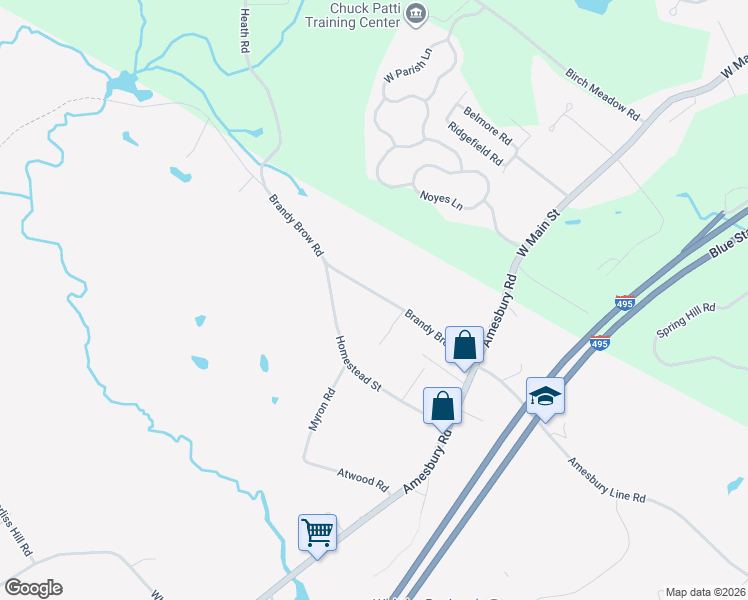 map of restaurants, bars, coffee shops, grocery stores, and more near 114 Brandy Brow Road in Haverhill