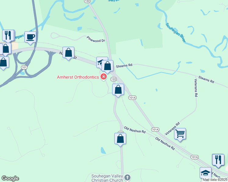 map of restaurants, bars, coffee shops, grocery stores, and more near in Amherst
