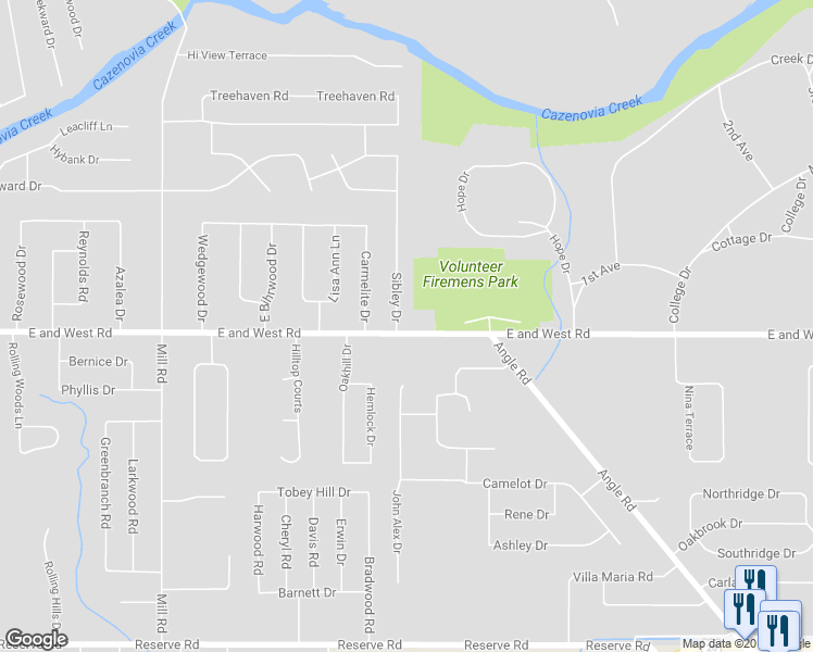 map of restaurants, bars, coffee shops, grocery stores, and more near 3 Sibley Drive in Buffalo