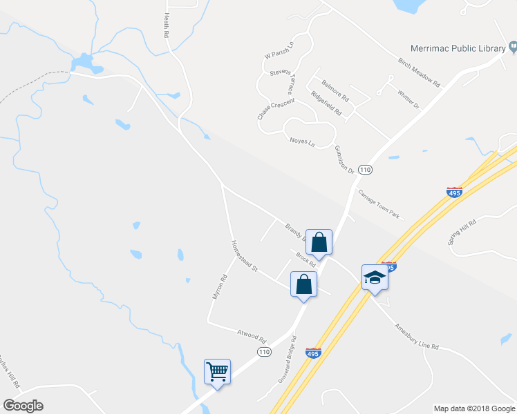 map of restaurants, bars, coffee shops, grocery stores, and more near 114 Brandy Brow Road in Haverhill