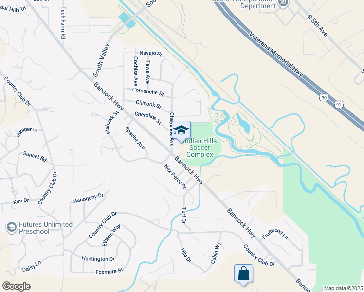 map of restaurants, bars, coffee shops, grocery stores, and more near 666 Cheyenne Avenue in Pocatello