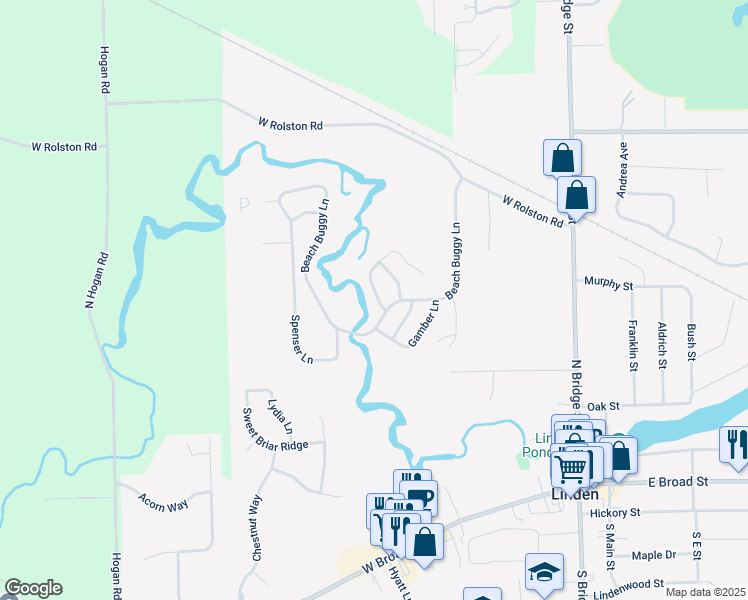 map of restaurants, bars, coffee shops, grocery stores, and more near 713 Webber Court in Linden