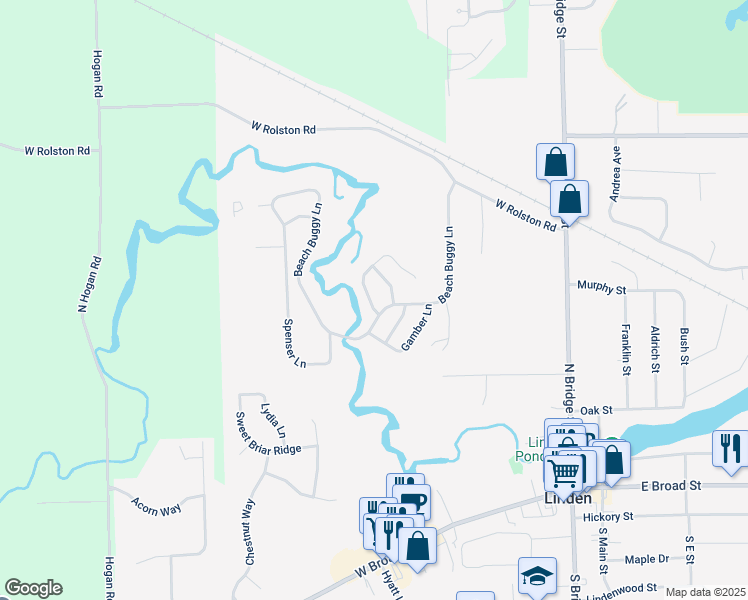 map of restaurants, bars, coffee shops, grocery stores, and more near 713 Webber Court in Linden