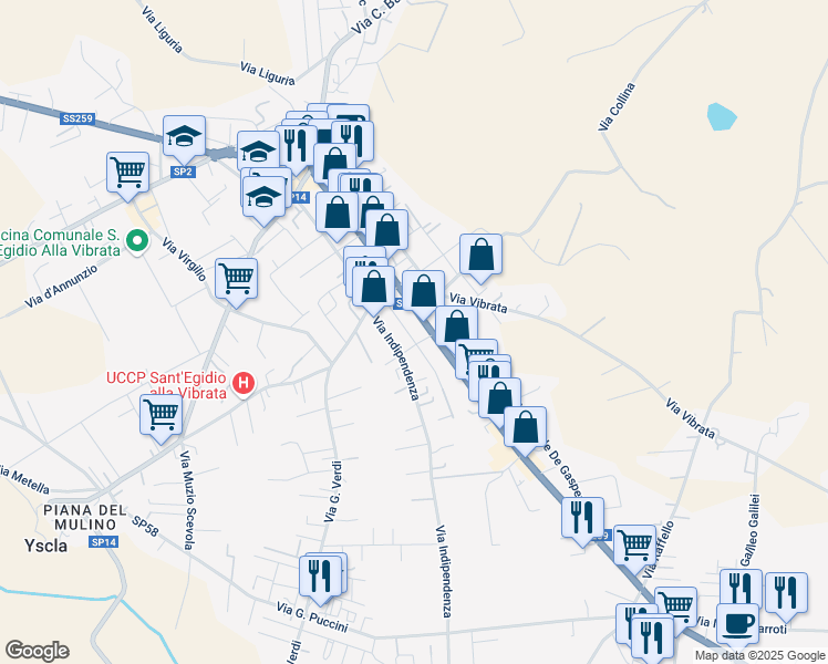 map of restaurants, bars, coffee shops, grocery stores, and more near 37 Via Amerigo Vespucci in Sant'egidio Alla Vibrata
