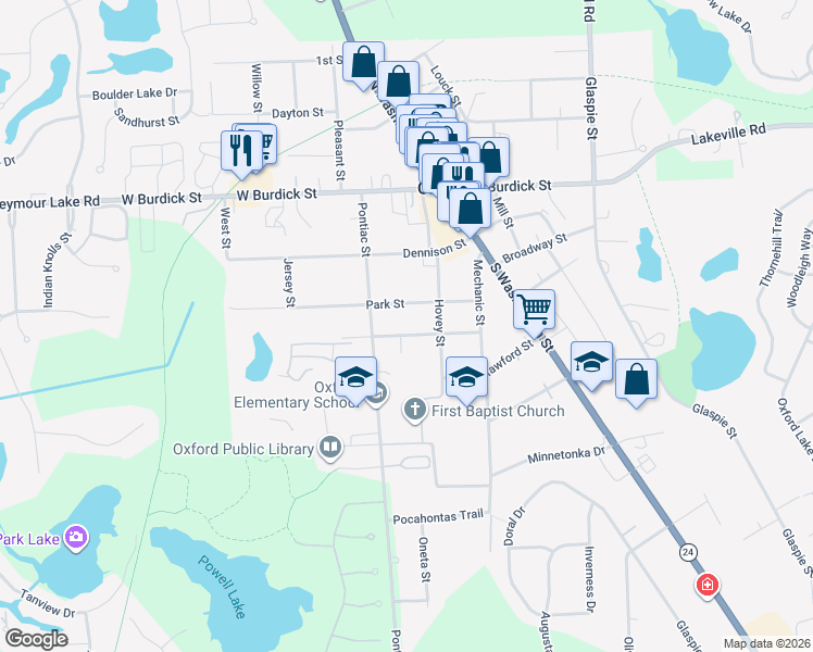 map of restaurants, bars, coffee shops, grocery stores, and more near 29 Moyers Street in Oakland County