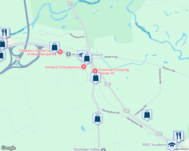 map of restaurants, bars, coffee shops, grocery stores, and more near in Amherst