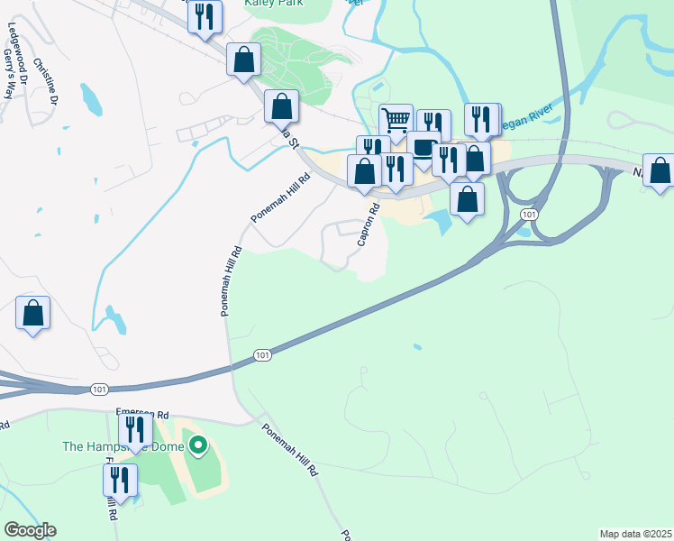 map of restaurants, bars, coffee shops, grocery stores, and more near 52 East Ridge Drive in Milford
