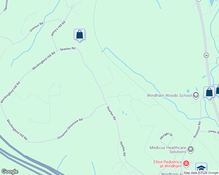 map of restaurants, bars, coffee shops, grocery stores, and more near 44 Governor Dinsmore Road in Windham