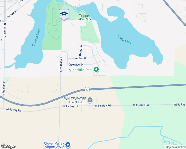 map of restaurants, bars, coffee shops, grocery stores, and more near 5428 Tanner Way in Whitewater