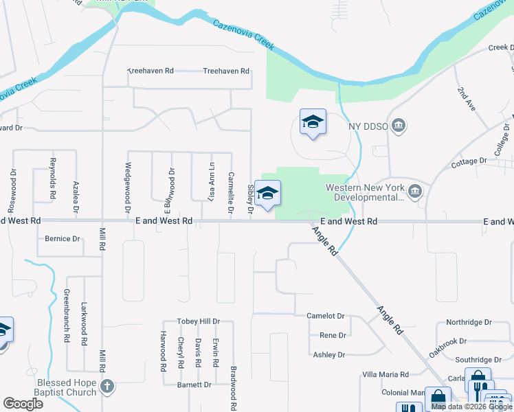 map of restaurants, bars, coffee shops, grocery stores, and more near 3 Sibley Drive in Buffalo