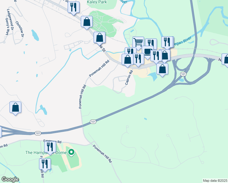 map of restaurants, bars, coffee shops, grocery stores, and more near 52 East Ridge Drive in Milford