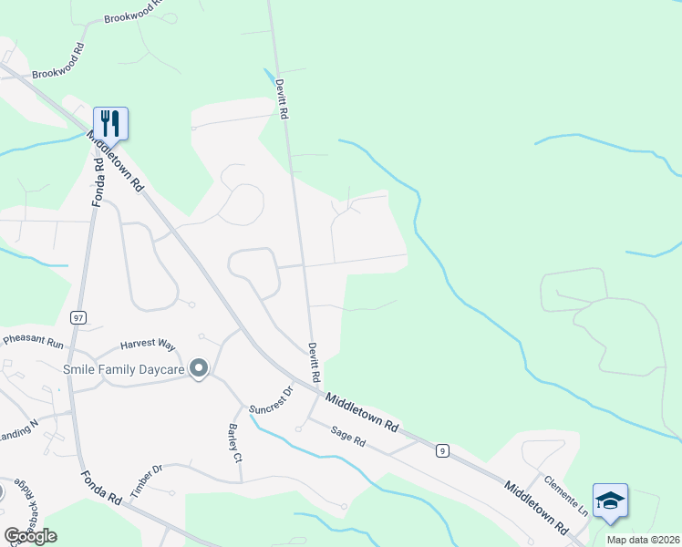 map of restaurants, bars, coffee shops, grocery stores, and more near 7 James Drive in Waterford