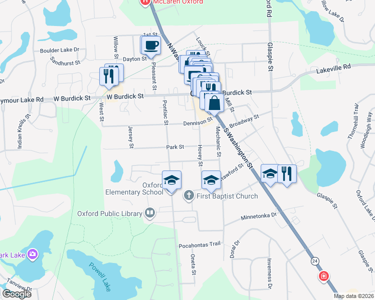 map of restaurants, bars, coffee shops, grocery stores, and more near 29 Moyers Street in Oakland County