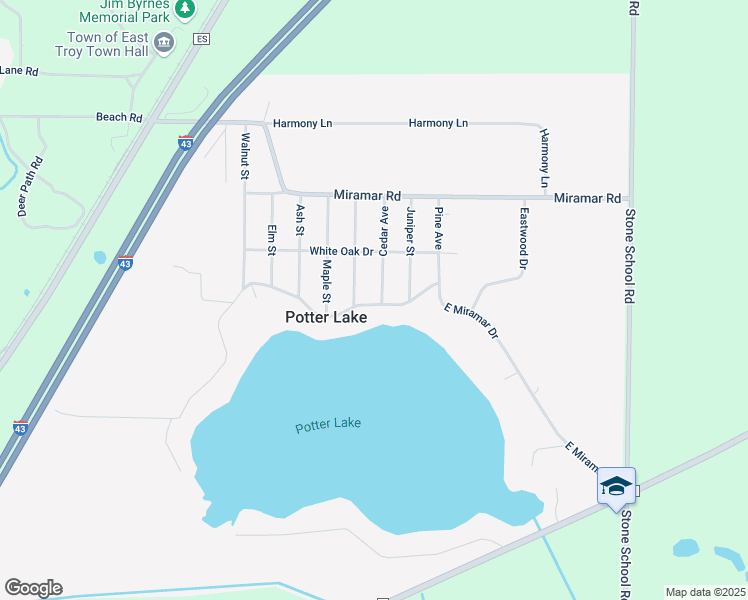 map of restaurants, bars, coffee shops, grocery stores, and more near N9139 Cedar Avenue in East Troy